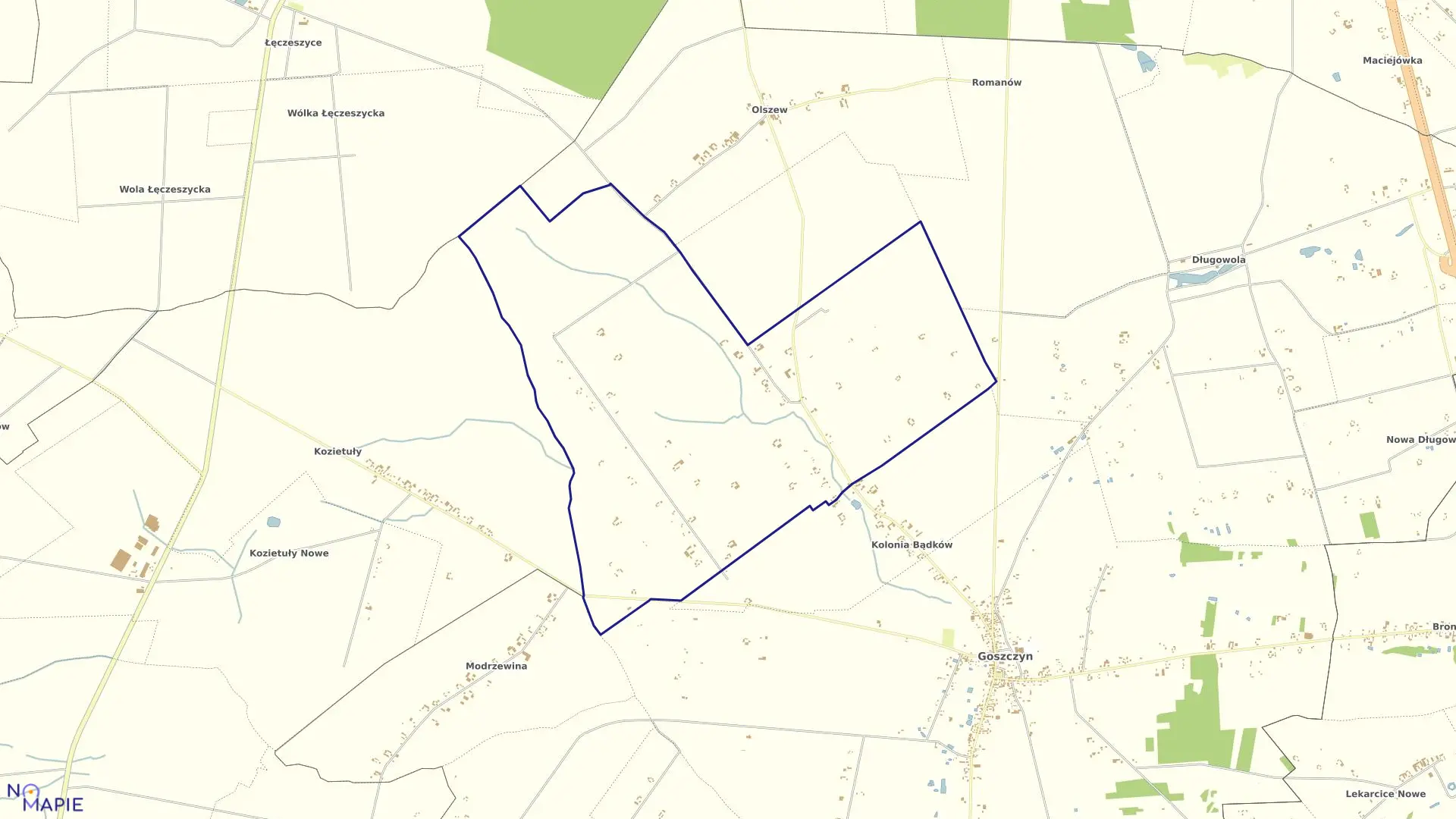 Mapa obrębu BĄDKÓW w gminie Goszczyn