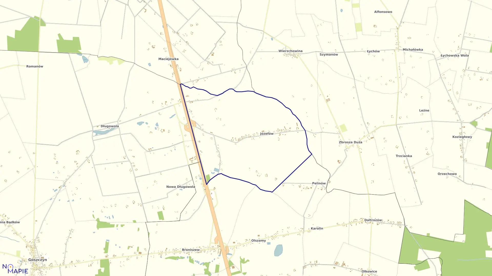 Mapa obrębu JÓZEFÓW w gminie Goszczyn
