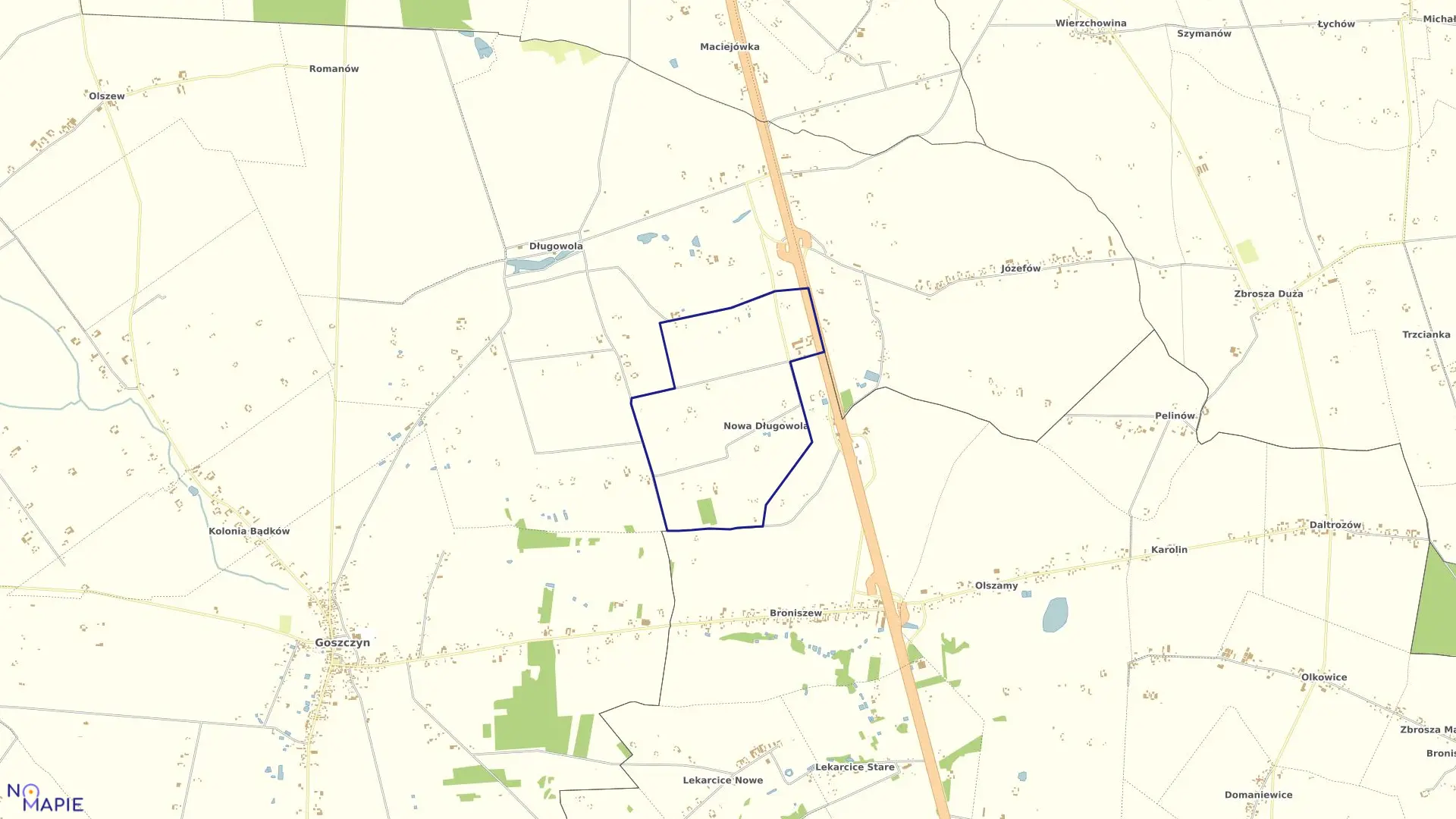 Mapa obrębu NOWA DŁUGOWOLA w gminie Goszczyn