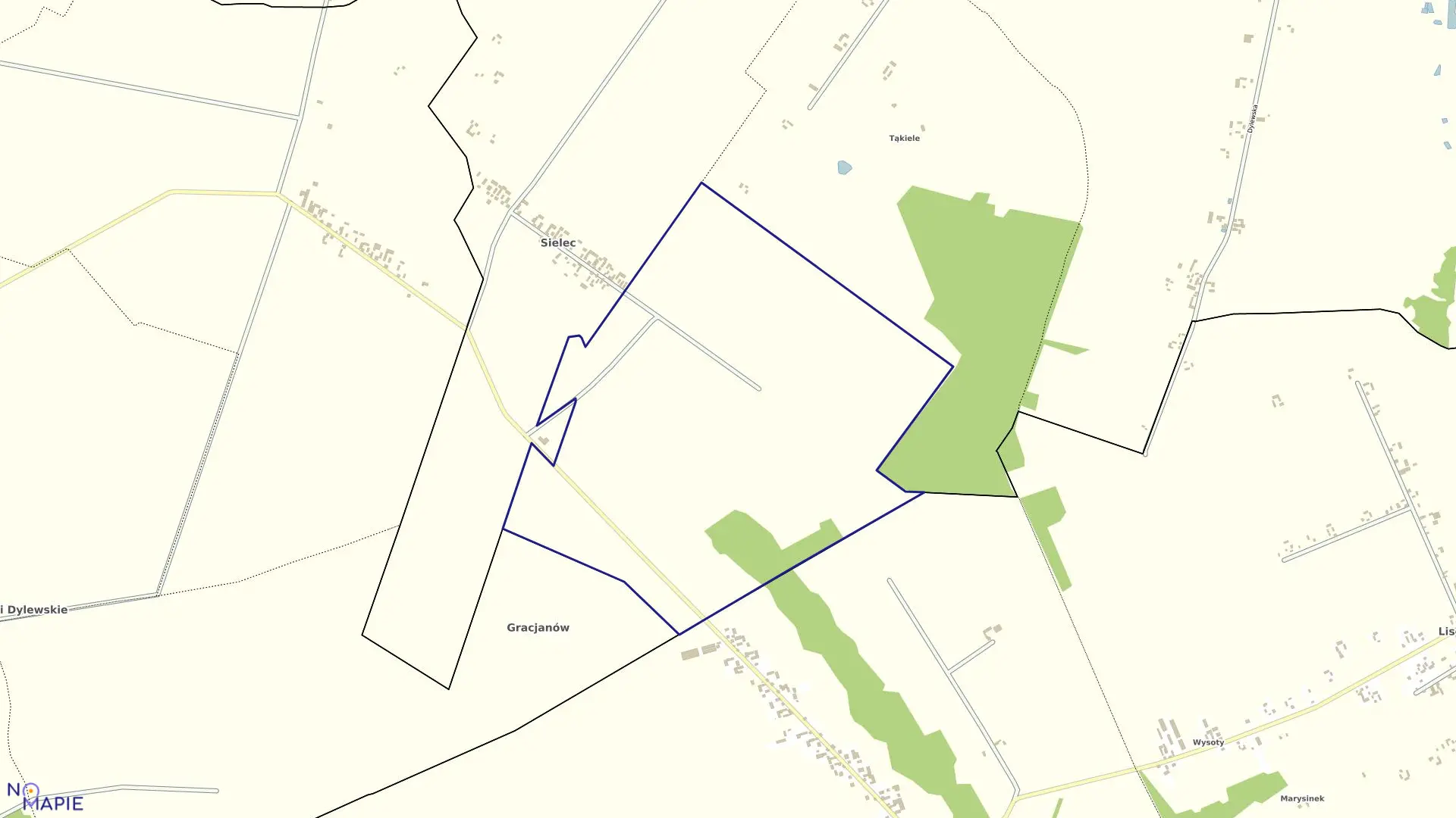 Mapa obrębu PGR SIELEC w gminie Goszczyn